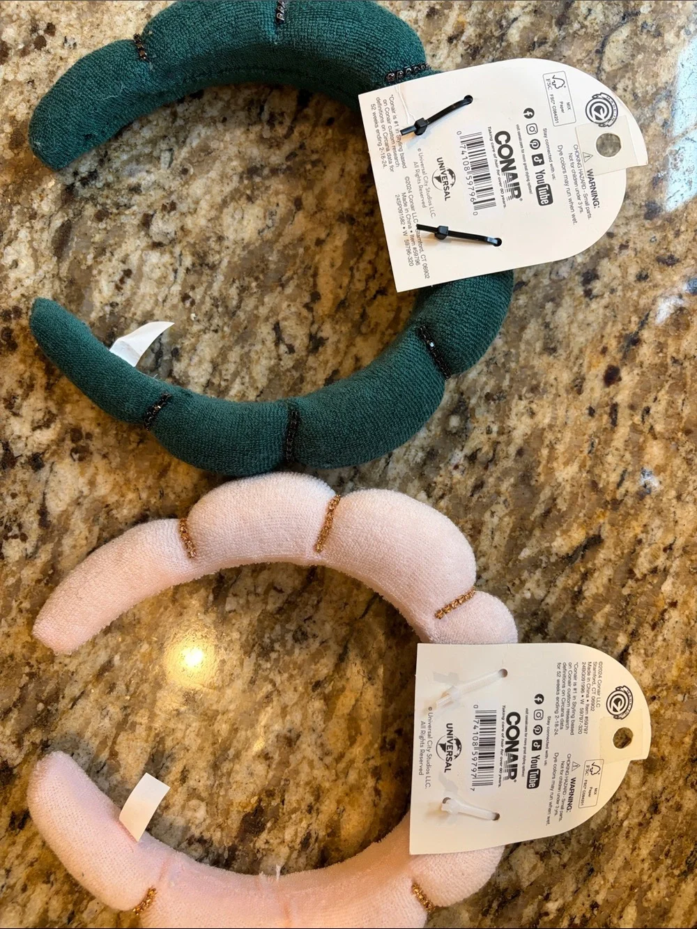Wicked‎ Conair Padded Headband — Pink Dark Green Set NEW Elphaba Glinda